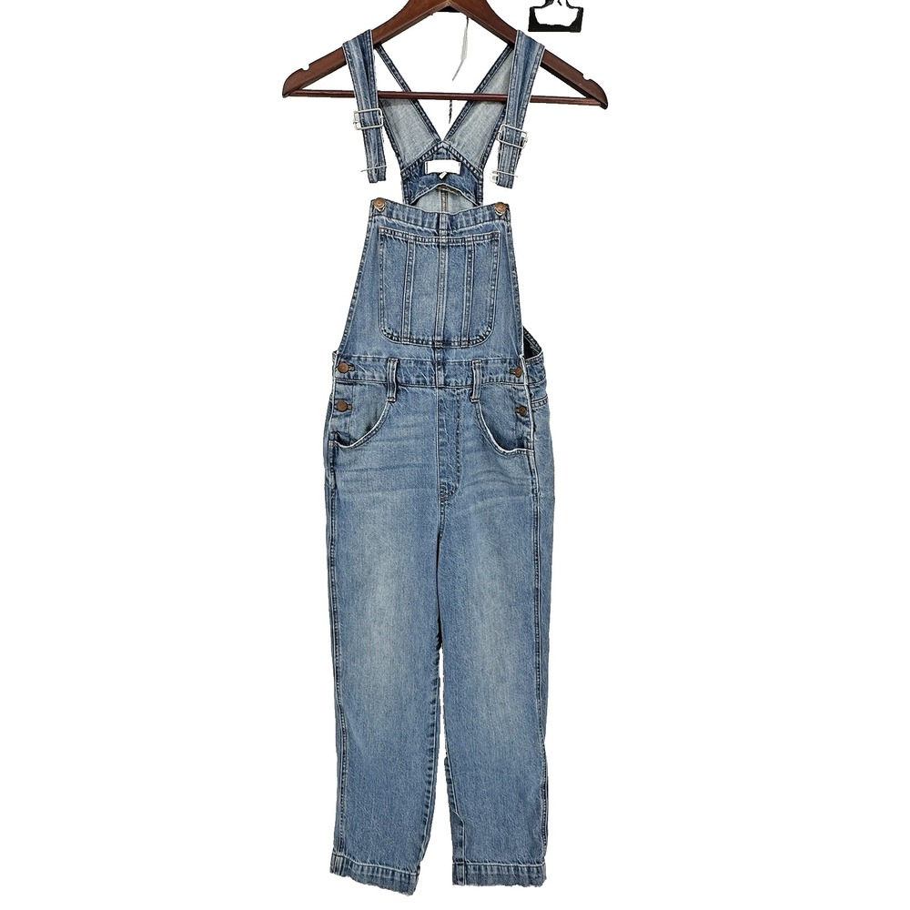 Madewell Women's Straight-Leg Overalls in Elmridge Wash Blue Jeans Size S